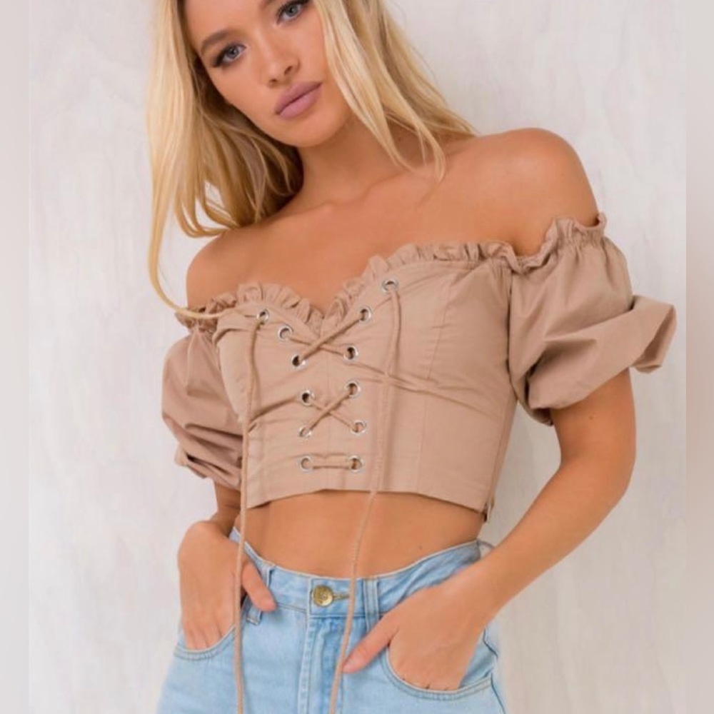 I.AM.GIA Alya Puff-Sleeve Top in Khaki - Size M